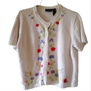 Liz Claiborne Embroidered Floral Button Down XL